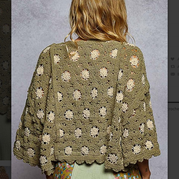 POL “ BARRETT  “ POL CHENILLE Crochet Knit Sweater Lightweight 31 - Picture 3 of 4